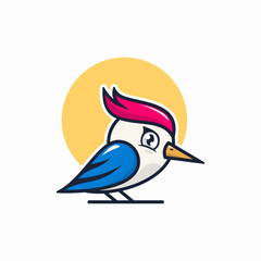 cute woodpecker bird mascot logo