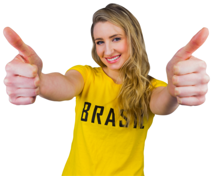 Pretty football fan in brasil tshirt