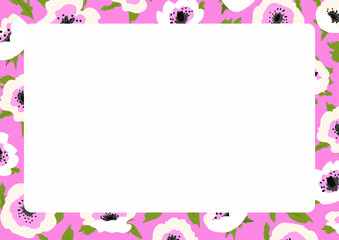 Spring Notes blank page empty space with anemone flower. To do planner template on pink background. Daily check list. Vector floral illustration Cute and trendy