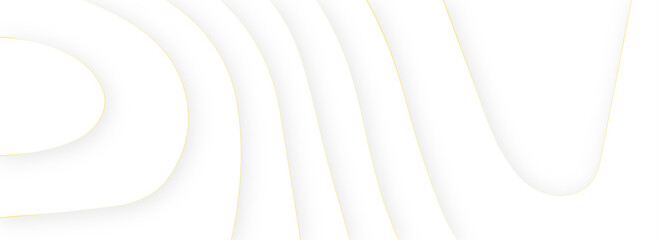 Abstract 3D curve pattern papercut wavy layer white background with gold line effect. 
