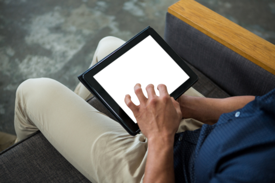 Business executive using digital tablet