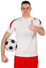 Football player showing thumbs up