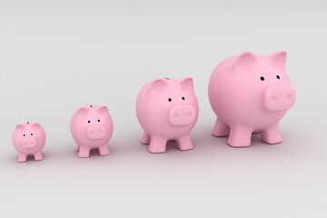 Arrangement of pink piggy bank