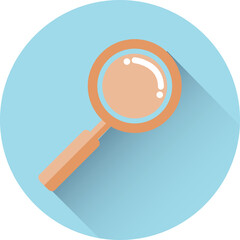 Magnifying glass in blue circle