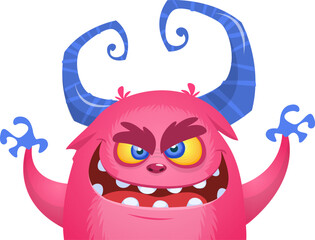 Funny cartoon monster character. Illustration of cute and happy alien. Halloween vector design isolated