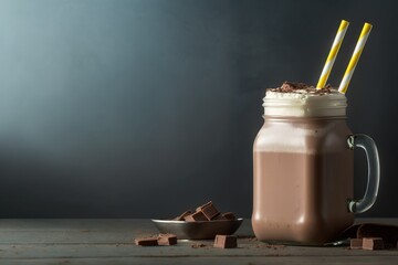 glass of milk with chocolate, a creamy delight in every sip, chocolate milkshake