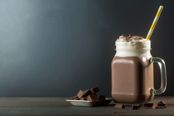 chocolate cream, , glass of milk with chocolate, a creamy delight in every sip, chocolate milkshake