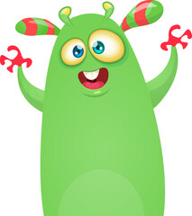 Funny cartoon monster character. Illustration of cute and happy alien. Halloween vector design isolated