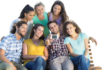 Smiling friends taking a selfie