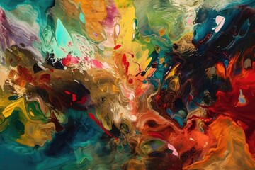abstract painting with vibrant and bold colors. Generative AI