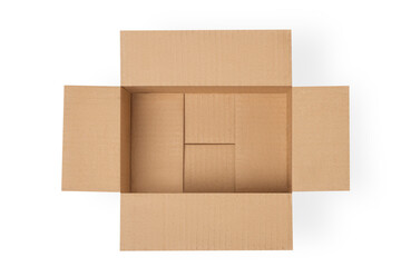 Cardboard box opened for delivery, parcels. On an empty background. PNG