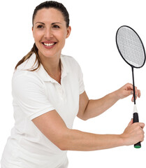 Female player playing badminton