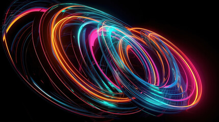 Colorful twisted spiral glowing in the dark. Generative Ai