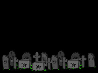 Illustration of tombstone in graveyard