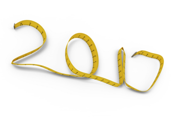 High angle view of 2017 made with measuring tape