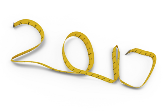 High angle view of 2017 made with measuring tape