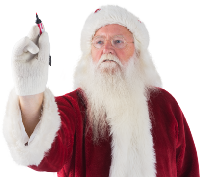 Santa writes something with a pen - Powered by Adobe