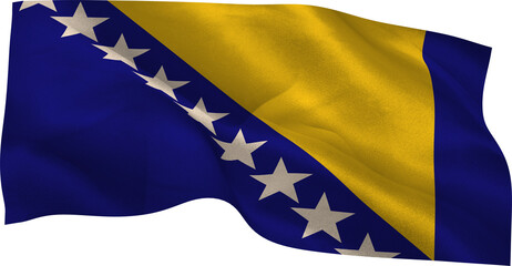Bosnian national flag waving