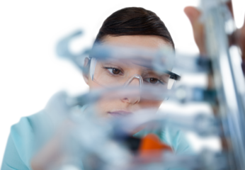 Female computer engineer repairing computer motherboard