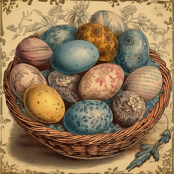 Easter Old-fashioned: A Charming Nostalgic Journey into the Heart of Vintage Easter Celebrations - Delight in the Beauty of Yesteryear's Easter with Vintage Flair and Elegance - Generative AI