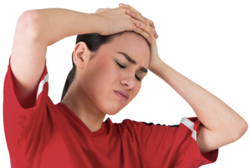 Disappointed football fan looking down