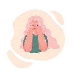 young woman . skin care, self love. girl vector illustration