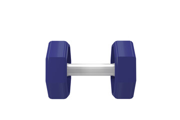 Purple metallic dumbbell against white screen