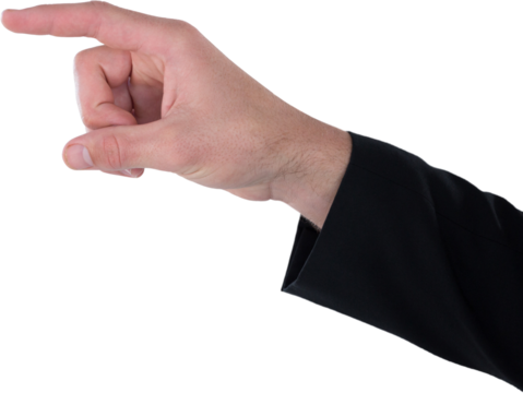 Cropped hand of businessman touching invisible interface