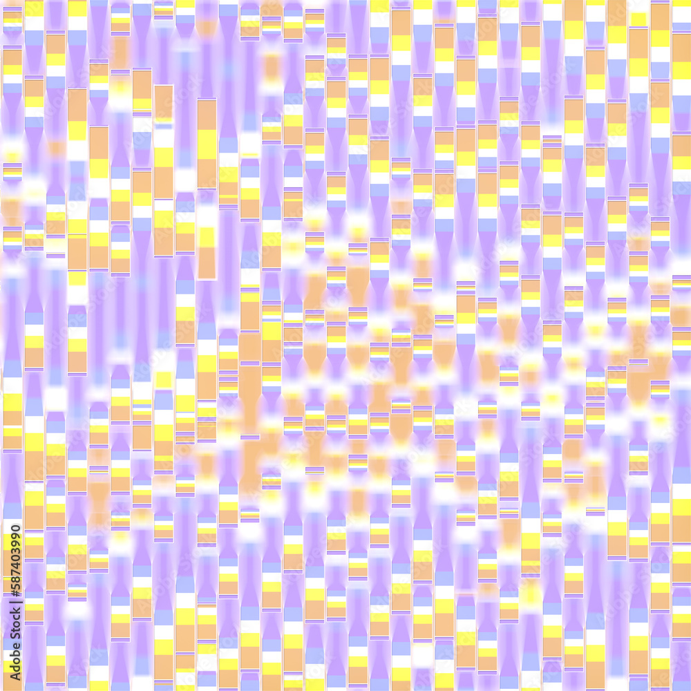 Leinwandbilder Trendy pattern wavy rectangular stripes with trendy gradient 3d rendering digital illustration. Multi colored background