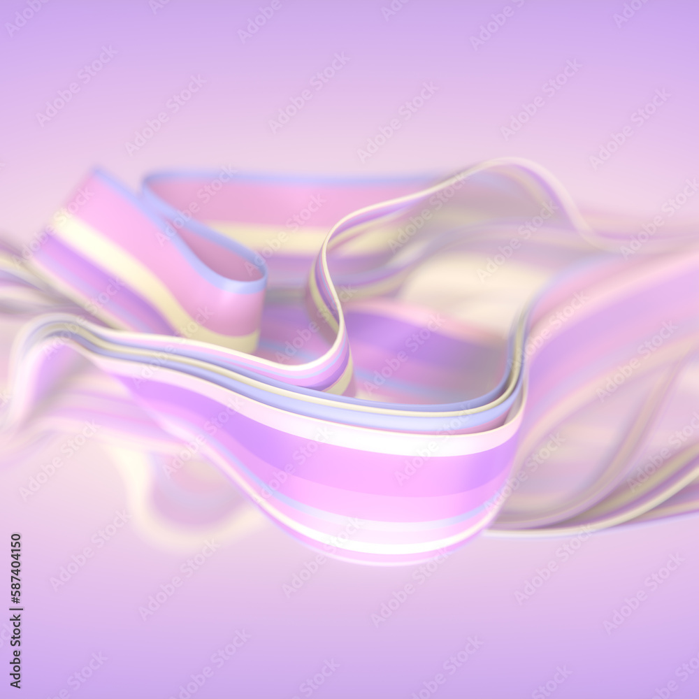 Aufkleber fluctuating strips of neon colored fabric in the wind. 3d rendering background. digital illustration