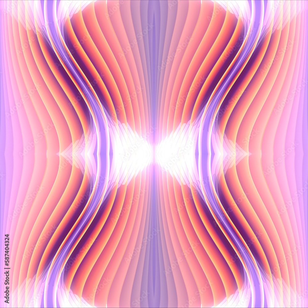 Poster Curved glass plates 3d rendering pattern in abstract style. Digital illustration