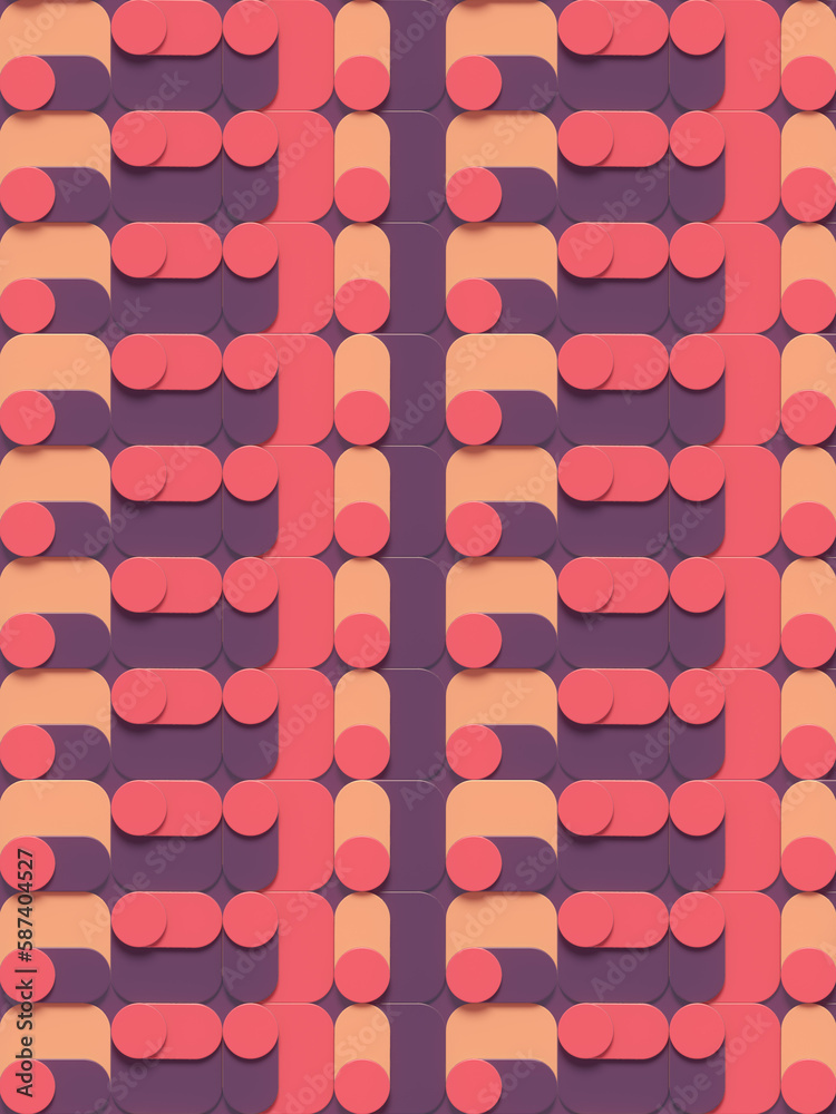 Poster Multicolored geometric shapes. Geometric background. 3d rendering digital illustration