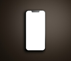 Modern smartphone white screen mockup display background, 3d render.