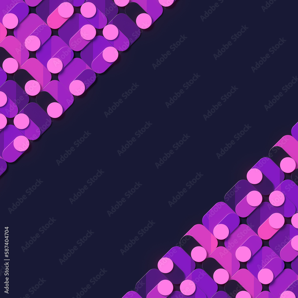 Poster Digital illustration of an abstract geometric neon pattern. Creative background. 3d rendering