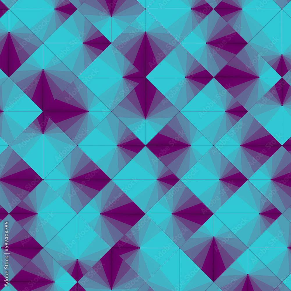 Poster Rectangular shapes with holographic stepped gradient. 3d rendering digital illustration