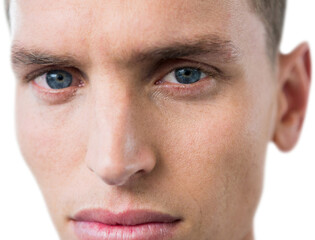 Close up portrait of sad man