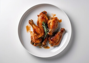 top view chicken wings on the white background Generative AI	