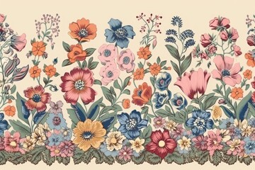 colorful floral arrangement displayed on a wall. Generative AI