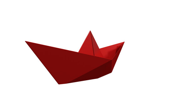 Computer graphic image of red origami boat