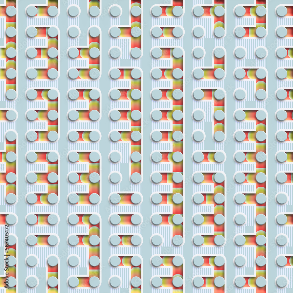 Aufkleber abstract cartoon maze with trendy gradient. geometric background. 3d rendering digital illustration