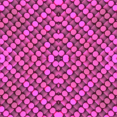 Kaleidoscopic pattern of pink cylinders. Creative modern design. Art background. 3d rendering digital illustration