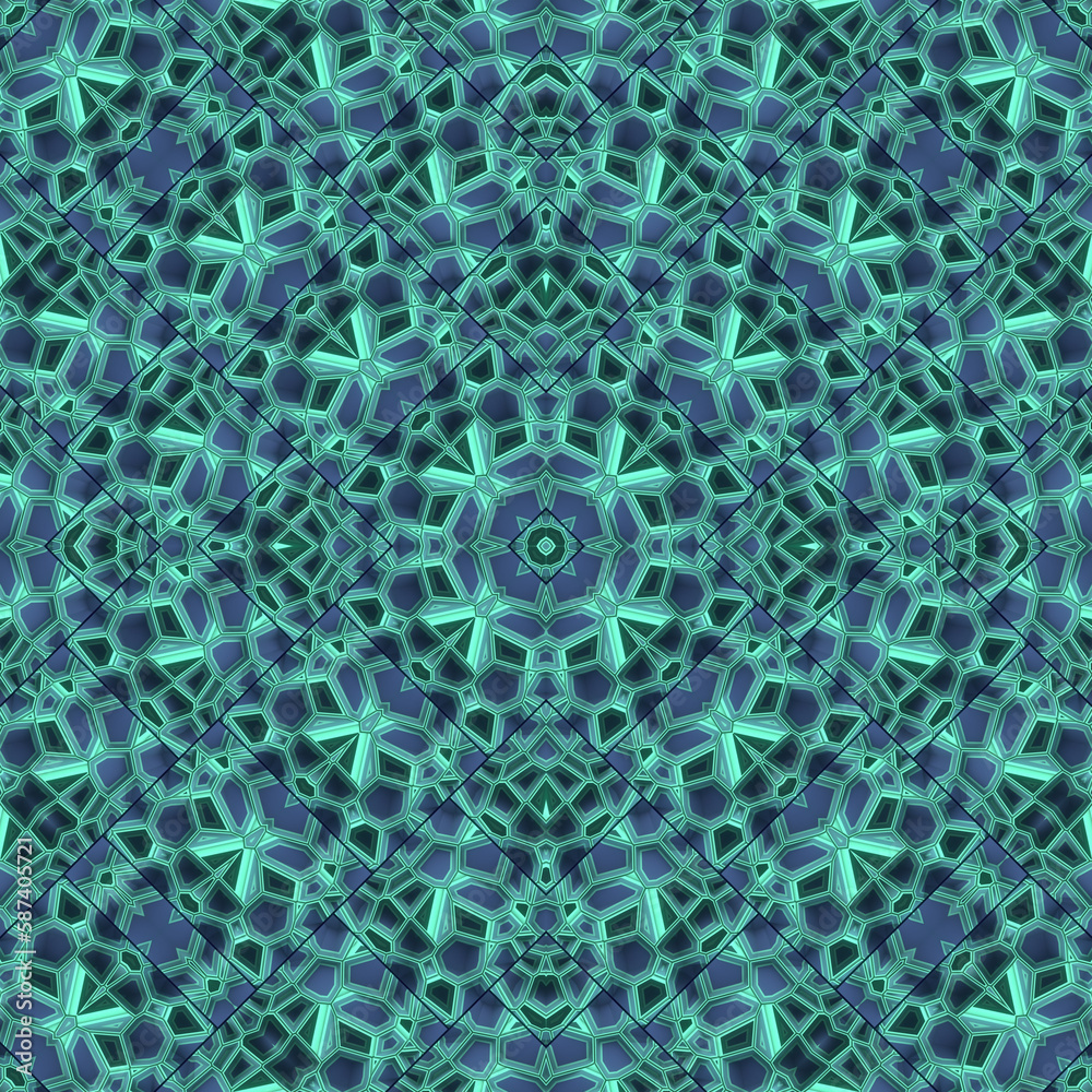 Poster Three-dimensional fantasy pattern with fancy neon gradient, 3d rendering digital illustration. Futuristic background