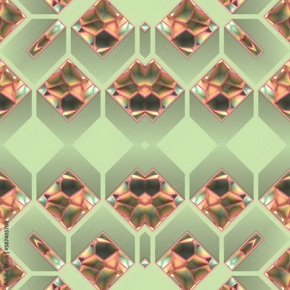 Aufkleber Symmetrical composition of square boxes with geometric crack pattern and long shadow. 3d rendering digital illustration