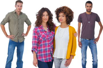 Stylish young friends looking at camera