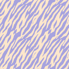  Hand drawn zebra textured stripes repeat pattern for women wear, fashion fabric or modern stationery, Lilac and cream colour.