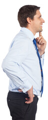 Thinking businessman touching his chin