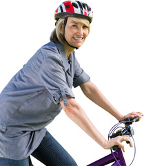 Portrait of smiling female mountain biker 