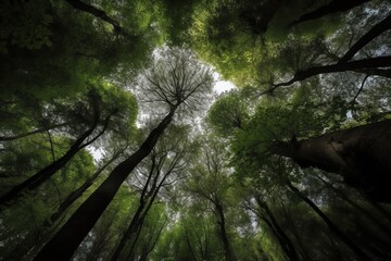 Trees in the forest, closeup of photo, nature series