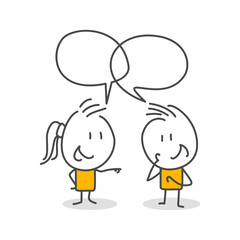 Stick figures. Isolated on white background. Hand drawn Doodle Line Art Cartoon Design character.