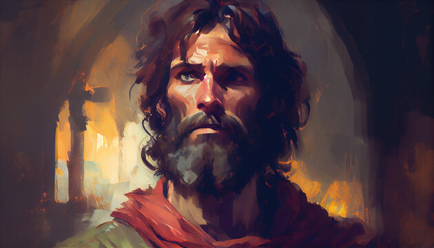 Saint Bartholomew Apostle of Christ Colored Illustration. Generative Ai.
